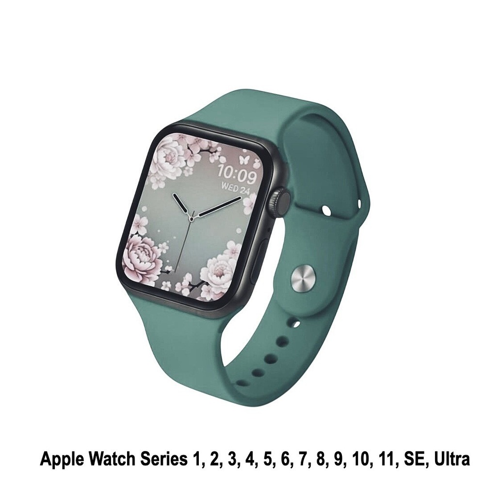 Apple iWatch Compatible Series Sporty Green Silicone Watch Band 42/44/45/49mm